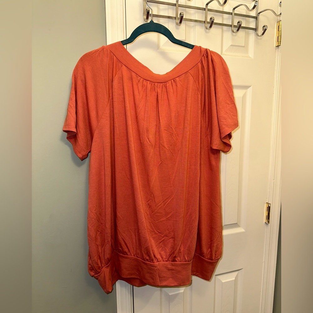 💚🧡NWOT 2 Pack of Zenana Buttery-soft Short‎ Sleeve Scoop Neck Tops, 2X - Picture 7 of 11